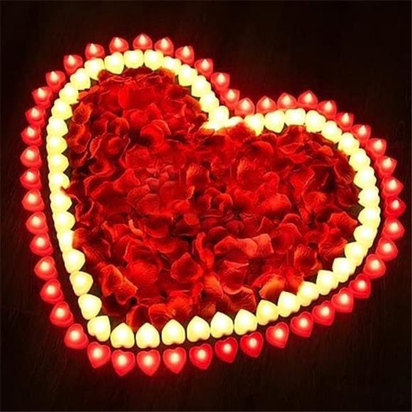 Valentines Decor 1000 Pieces Artificial Rose Petals with 24Pcs Heart Shaped LED - Picture 7 of 7